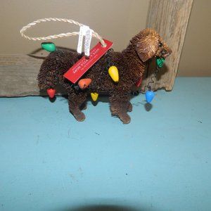 Pottery Barn Dog Chocolate Lab Bristle Bottle Brush Christmas Lights Ornament